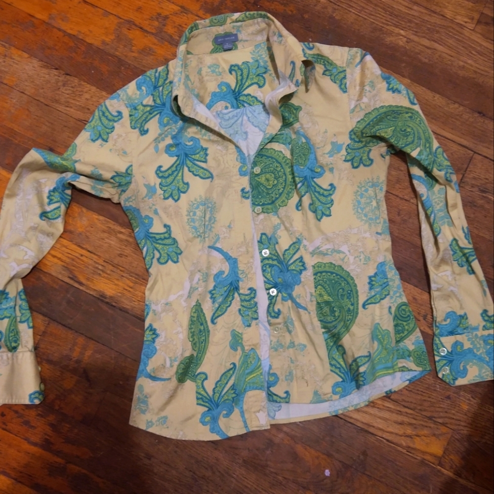 COPY - Yellow, blue and green button down shirt